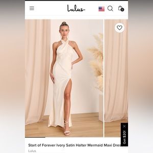 Lulus Ivory Satin Halter Dress - NWT